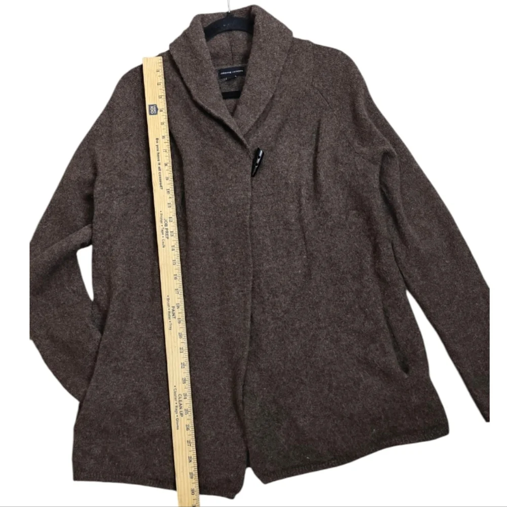 Adrienne Vittadini wool yak hair brown toggle cardigan sweater Size XL - Picture 5 of 7